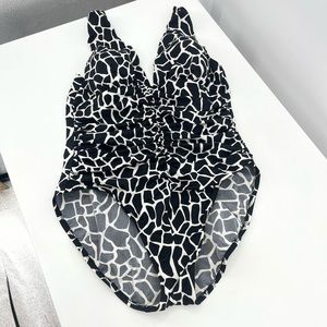 Miracle Suit Black White Animal Print One Piece Swim